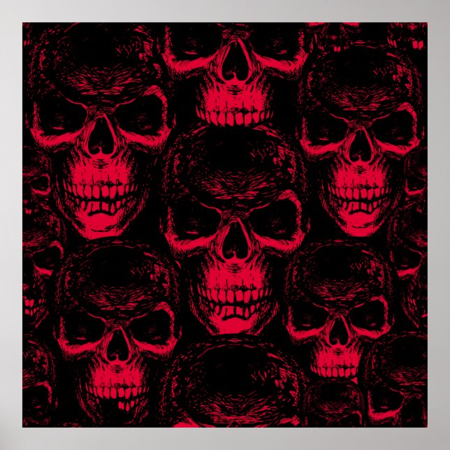 Seamless pattern with hand-drawn sinister human sk poster (Vorne)