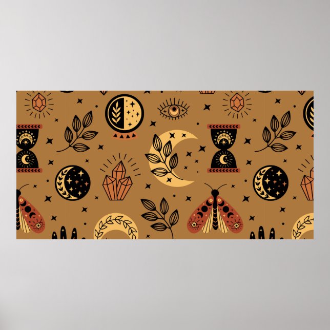 seamless pattern with magical elements poster (Vorne)