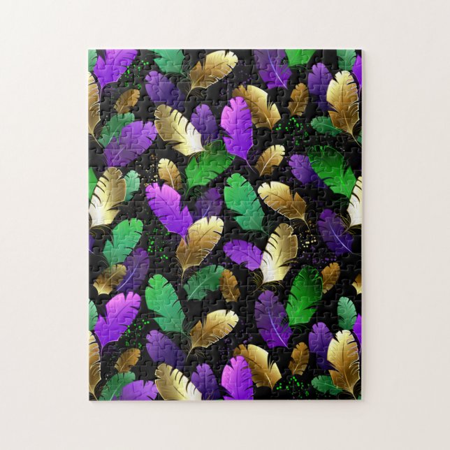 Seamless Pattern with Mardi Gras feathers (Vertikal)