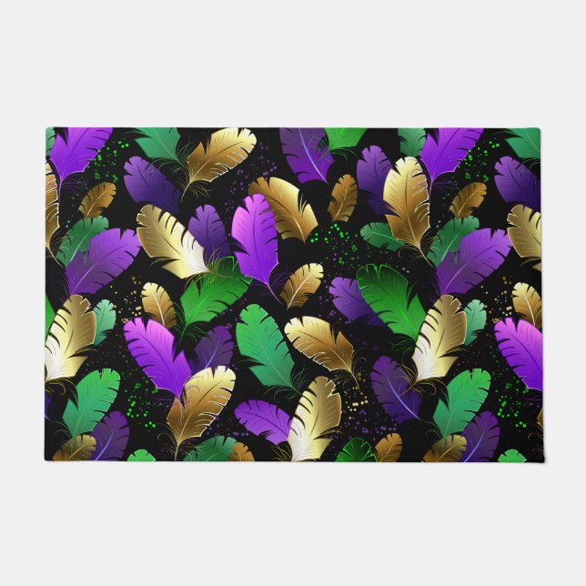 Seamless Pattern with Mardi Gras feathers Fußmatte (Vorderseite)