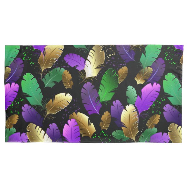 Seamless Pattern with Mardi Gras feathers Kissenbezug (Vorderseite-Links)