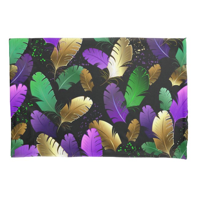 Seamless Pattern with Mardi Gras feathers Kissenbezug (Vorderseite-Links)