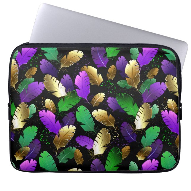 Seamless Pattern with Mardi Gras feathers Laptopschutzhülle (Vorderseite)