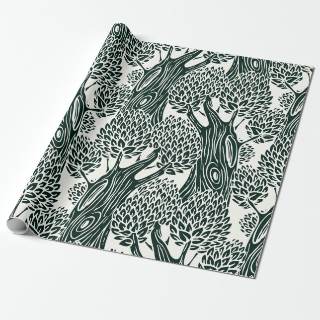  seamless pattern with old deciduous trees. Styliz Geschenkpapier (Ungerollt)