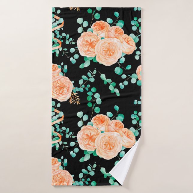 Seamless Pattern with Peach and Orange with Englis Badehandtuch (Badehandtuch)