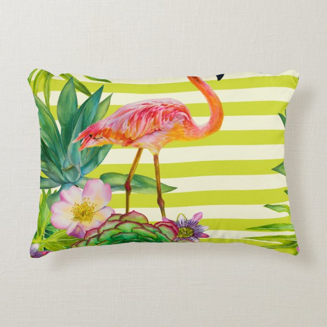  seamless pattern with pink flamingo and exotic tr dekokissen (Vorderseite)