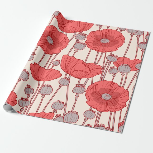 Seamless pattern with poppies.  geschenkpapier (Ungerollt)