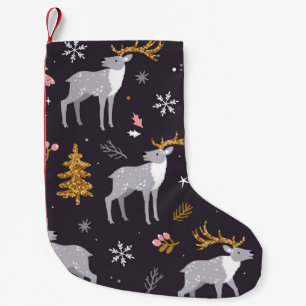  seamless pattern with reindeer, fir trees and sno kleiner weihnachtsstrumpf