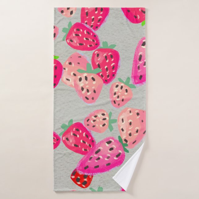 Seamless pattern with ripe strawberry. Hand drawn  Badehandtuch (Badehandtuch)