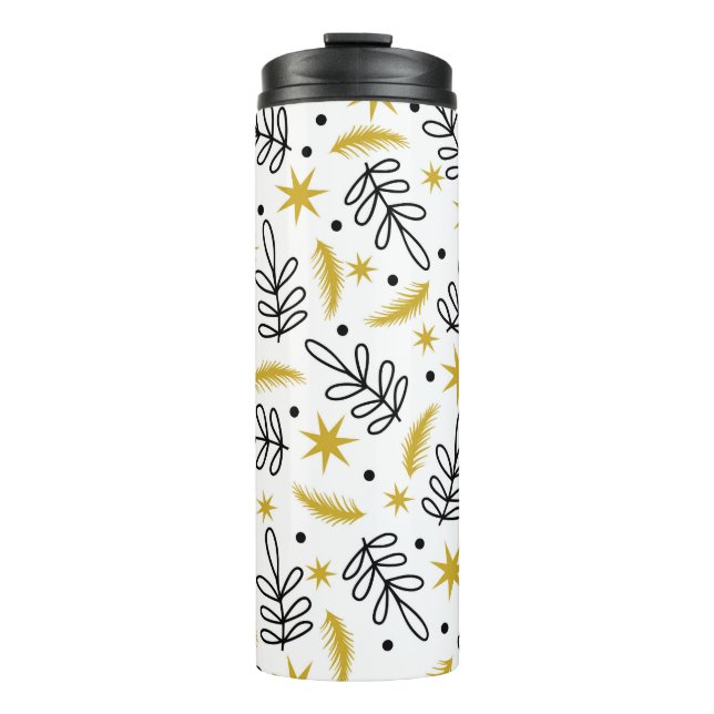 Seamless pattern with snowflakes and fir branches. thermosbecher (Vorderseite)