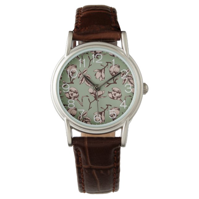 Seamless pattern with spring tree flower buds armbanduhr (Vorderseite)