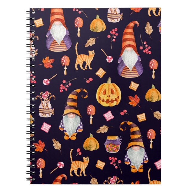 Seamless pattern with vintage Halloween elements.  Notizblock (Vorderseite)