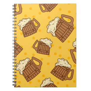 Seamless Pattern with Wooden Foam Beer Mugsbeer, p Notizblock