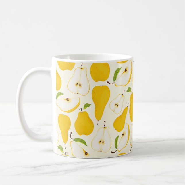 Seamless pear pattern. Different pears whole fruit Kaffeetasse (Links)