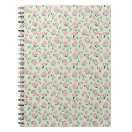 Seamless Pink Rose Watercolor Pattern Notizblock