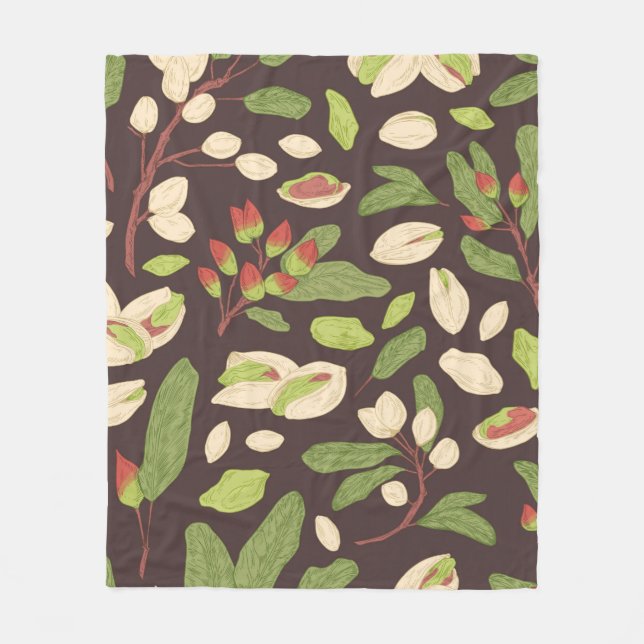 Seamless pistachio pattern with nuts, shells, bran fleecedecke (Vorderseite)