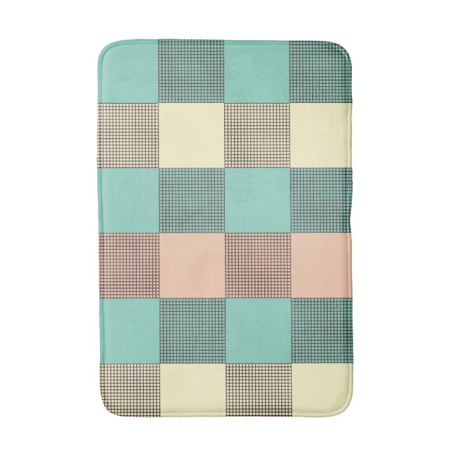 Seamless retro pattern with rounded squares bath m badematte (Vorderseite Vertikal)