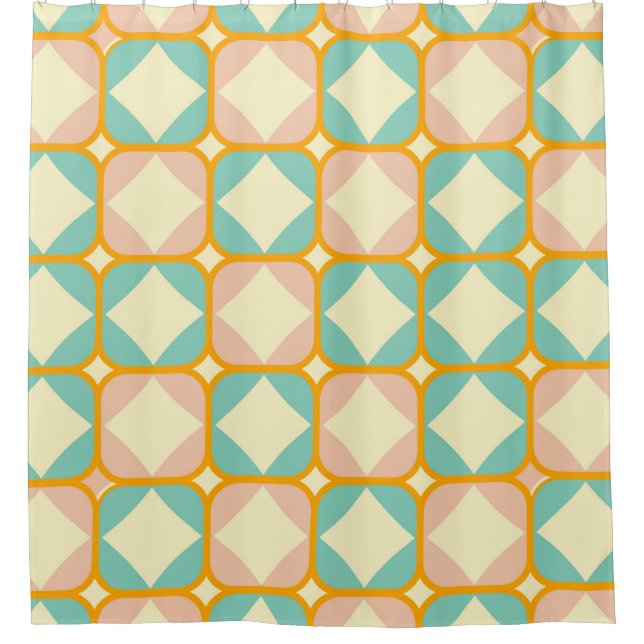 Seamless retro pattern with rounded squares duschvorhang (Vorderseite)