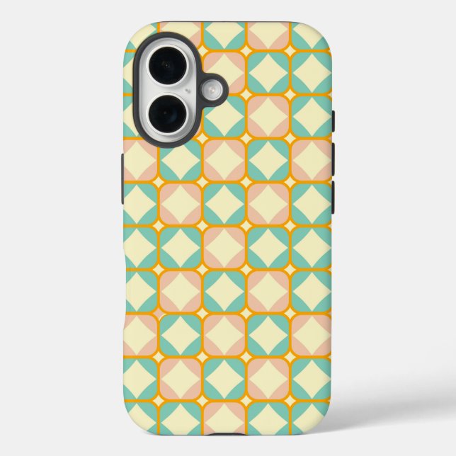 Seamless retro pattern with rounded squares iPhone 16 hülle (Rückseite)