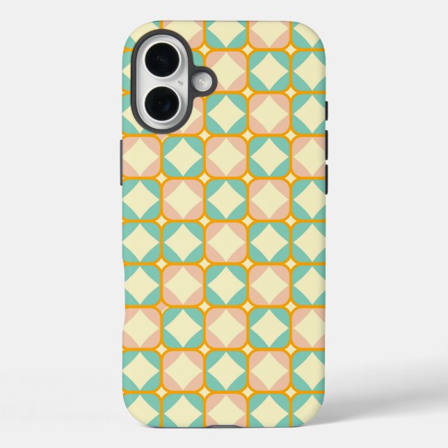 Seamless retro pattern with rounded squares iPhone 16 plus hülle (Rückseite)