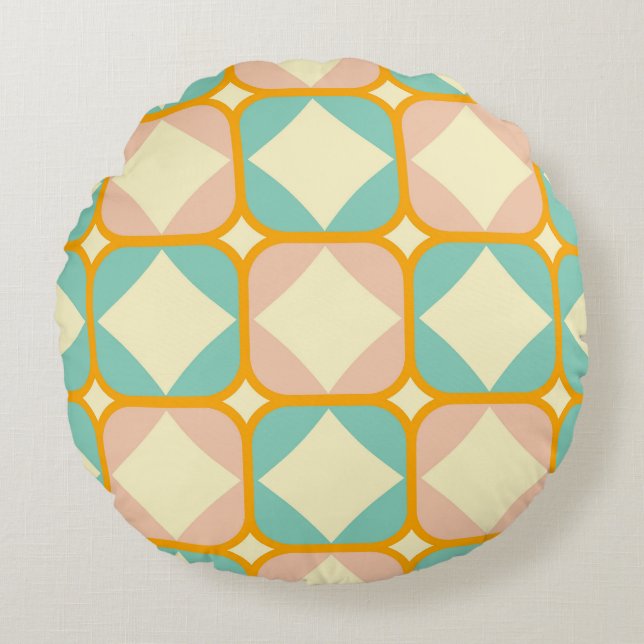 Seamless retro pattern with rounded squares rundes kissen (Vorderseite)