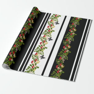 Seamless rowanberry berry flowers floral butterfly geschenkpapier