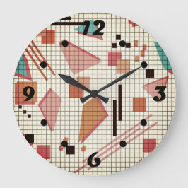 Seamless school geometric memphis shapes pattern s große wanduhr