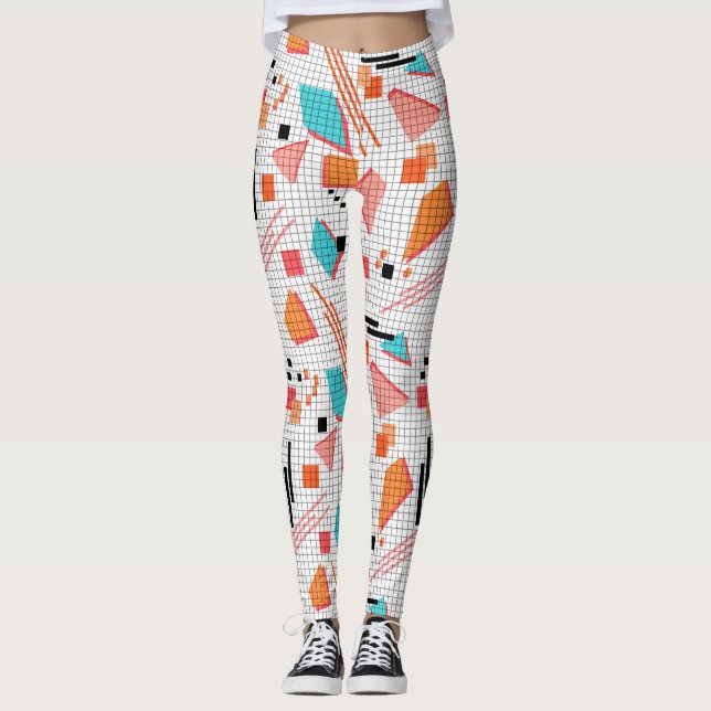 Seamless school geometric memphis shapes pattern s leggings (Vorderseite)