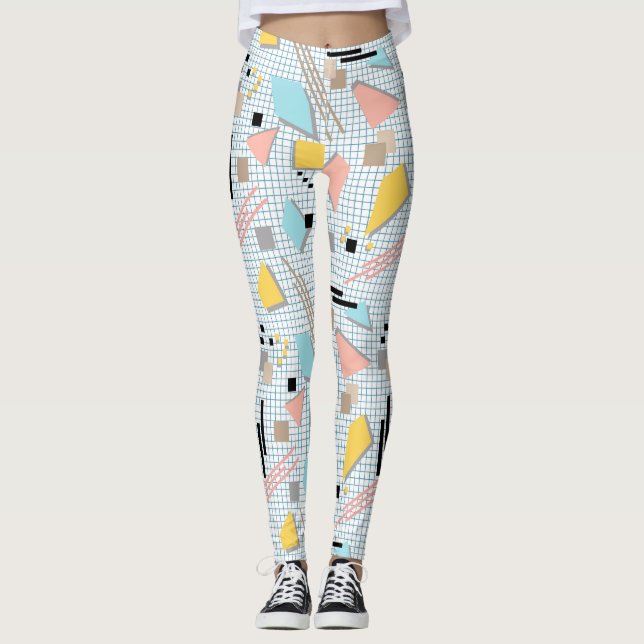 Seamless school geometric memphis shapes pattern s leggings (Vorderseite)