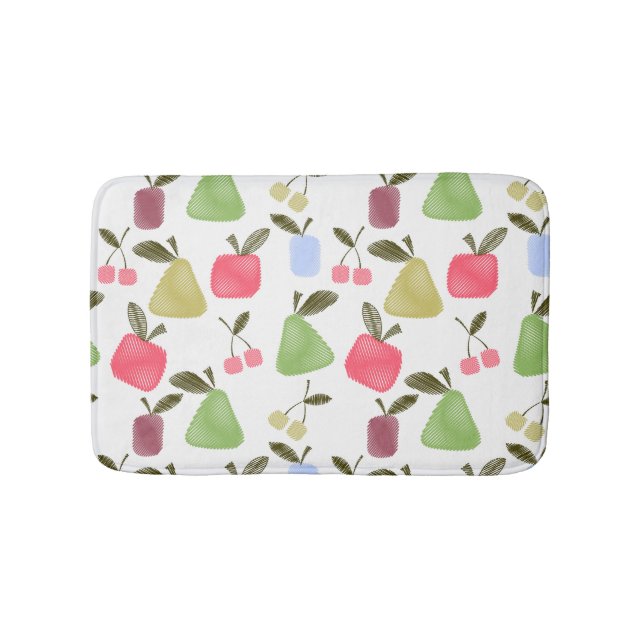 Seamless scratched cartoon frucht apples pears badematte (Vorderseite)