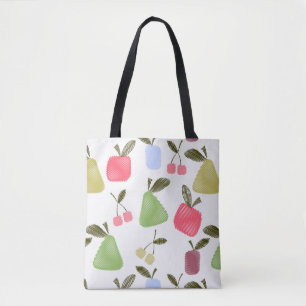 Seamless scratched cartoon frucht apples pears tasche