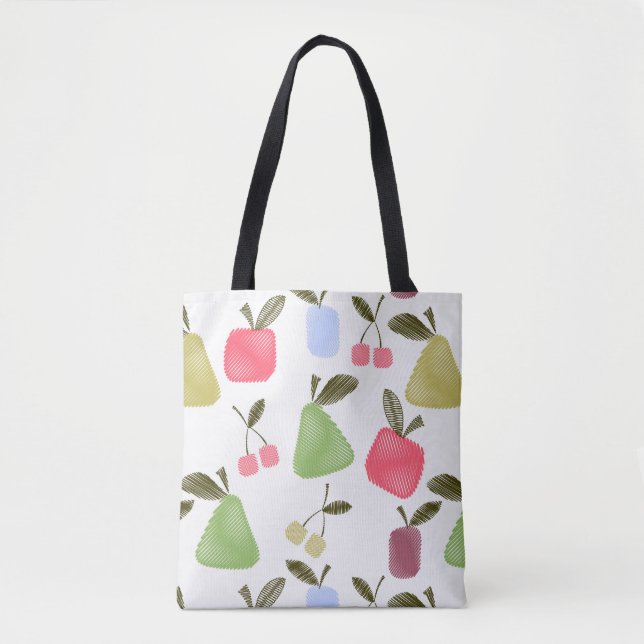 Seamless scratched cartoon frucht apples pears tasche (Vorderseite)