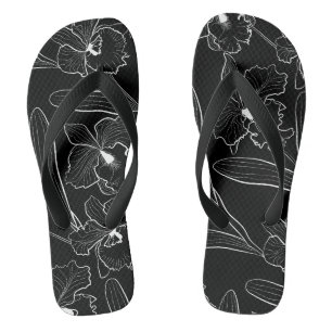Seamless sketted Orchid Cattleya Blume tropisch Flip Flops