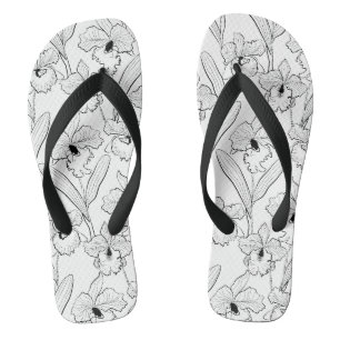 Seamless sketted Orchid Cattleya Blume tropisch Flip Flops