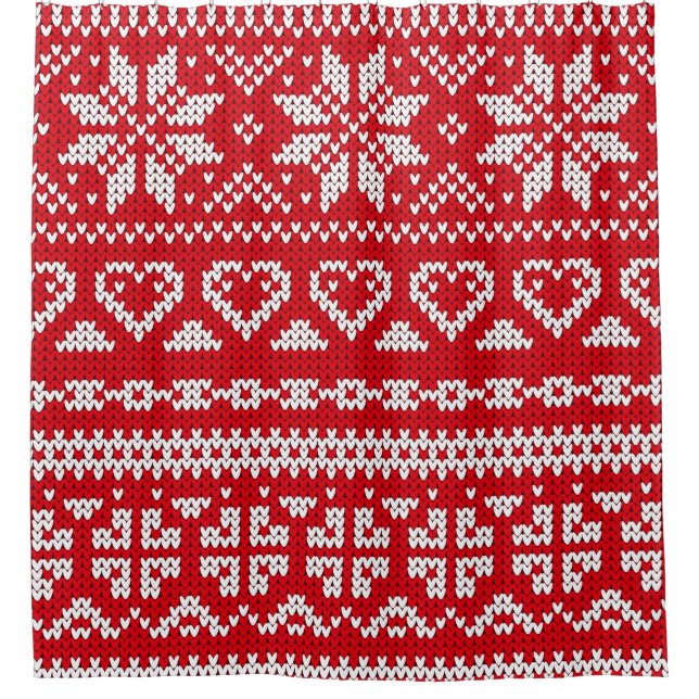 Seamless Strickmuster Norwegen festliche Pullover  Duschvorhang (Vorderseite)