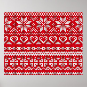 Seamless Strickmuster Norwegen festliche Pullover Poster