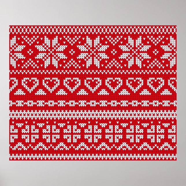 Seamless Strickmuster Norwegen festliche Pullover  Poster (Vorne)