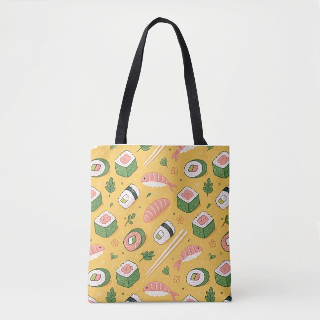 Seamless Sushi Pattern – Cute Japanese Food  Tasche (Vorderseite)