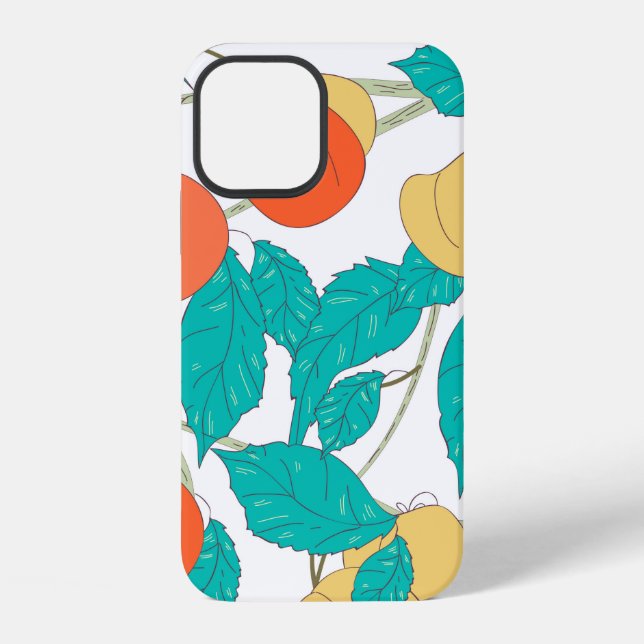 Seamless texture with fruits and leafs iPhone 12 hülle (Rückseite)