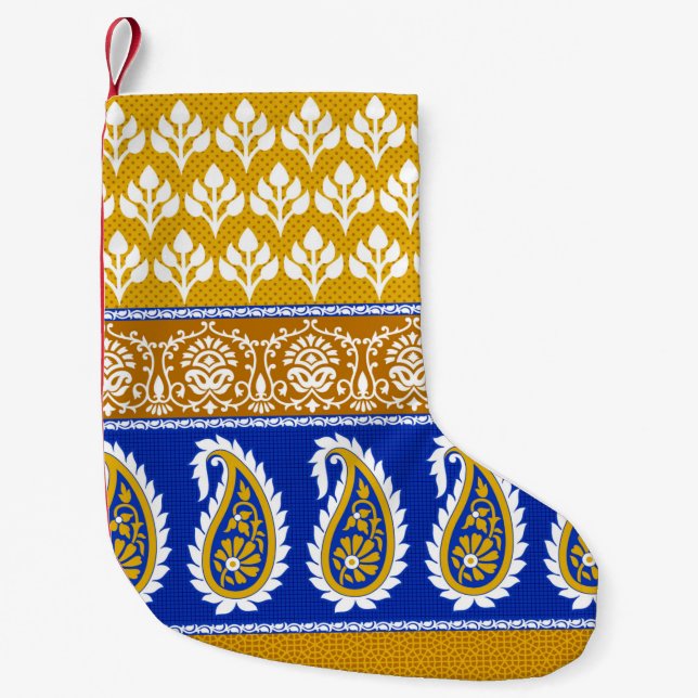 Seamless Traditional Indian Paisley Grenzübergang Kleiner Weihnachtsstrumpf (Vorderseite)
