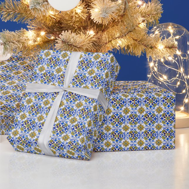 Seamless Traditional portugiesisches Azulejo-Muste Geschenkpapier (Feiertage)