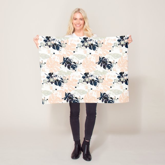 Seamless Tropical Dschungle Blätter Monstera Palm  Fleecedecke (Beispiel)