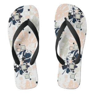 Seamless Tropical Dschungle Blätter Monstera Palm Flip Flops