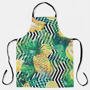 Seamless tropical pattern with bananas lemons palm schürze