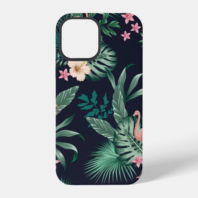  seamless tropical pattern with lush foliage, flow iPhone 12 hülle (Rückseite)