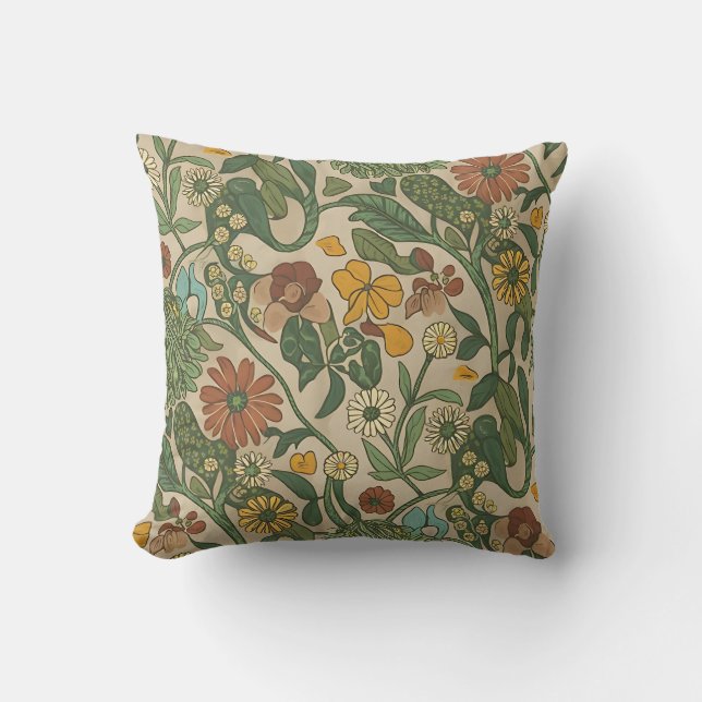Seamless vintage botanical pattern  kissen (Vorderseite)