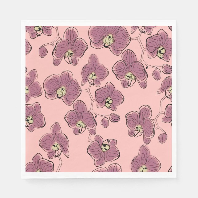 Seamless wassercolor orchius phalaenopsis Blume b Serviette (Vorderseite)