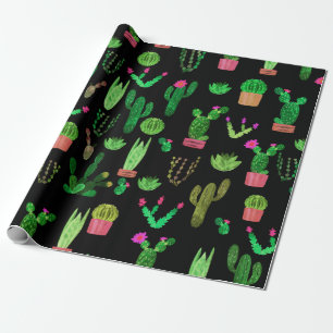 Seamless watercolor cactuses plant pattern backgro geschenkpapier