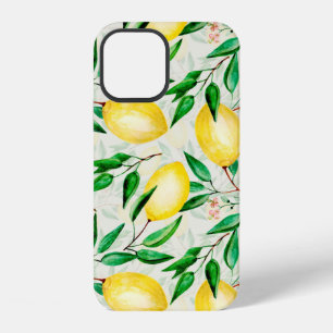 Seamless watercolor fruit pattern. lemons on twigs iPhone 12 hülle