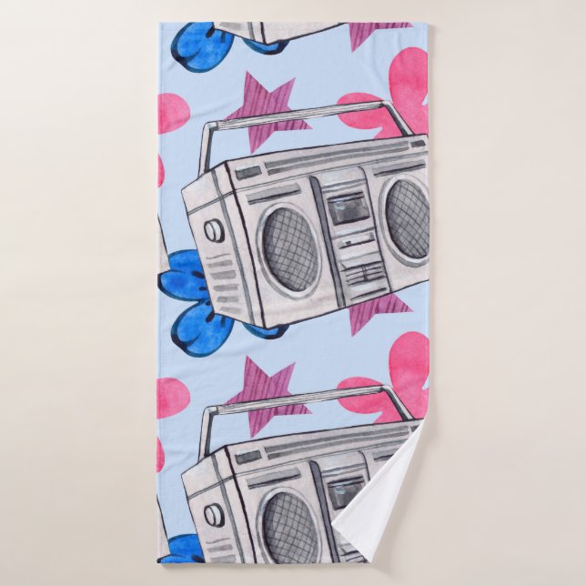 Seamless watercolor pattern in 90s style (Serviette de bain)